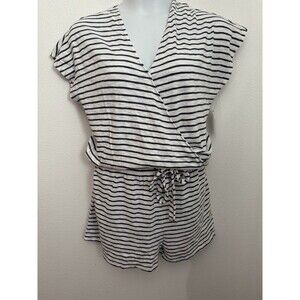 Time And Tru Women’s Romper Size XL 12-14 Summer Short Sleeve/Shorts Stripe NWT